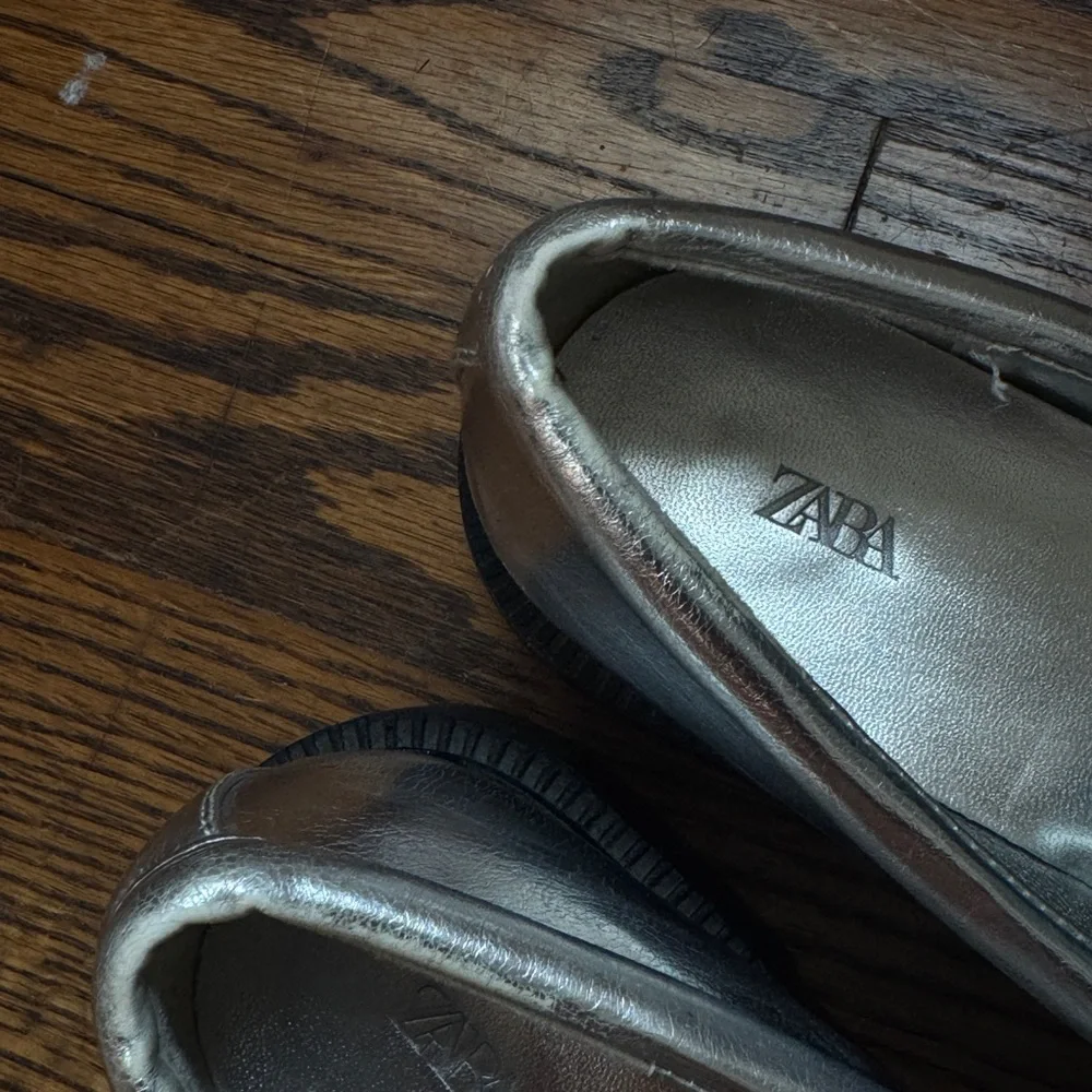 Zara Metallic Silver Loafer